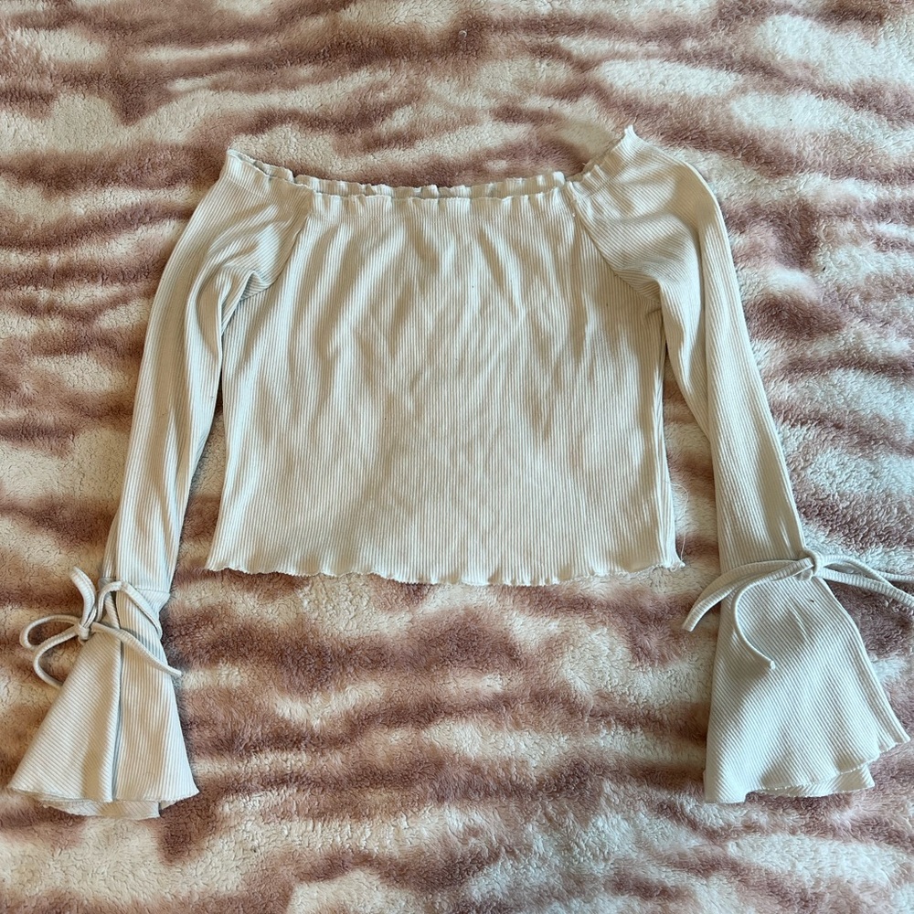 White Bell Sleeve Off the Shoulder Top